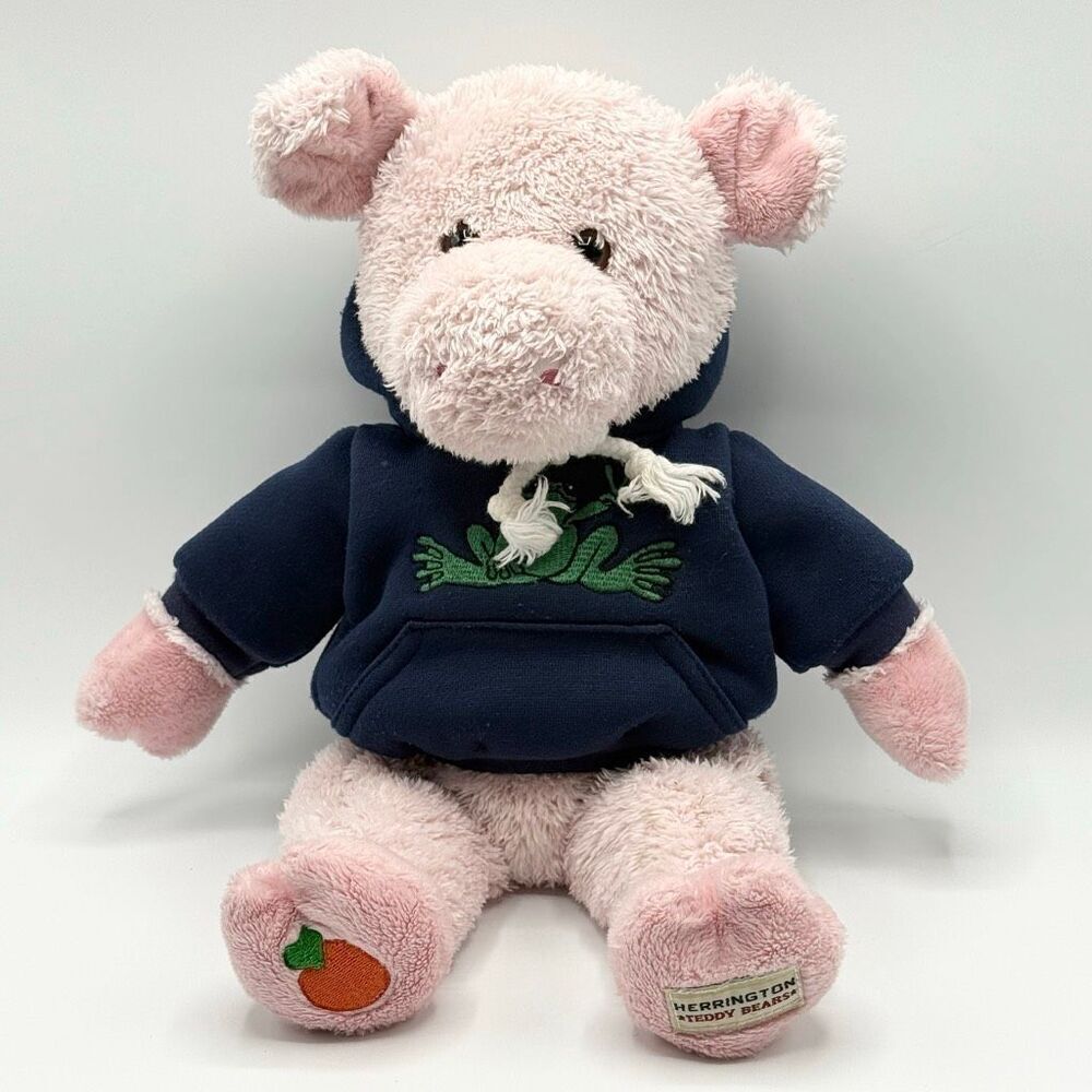 Herrington Bears 2008 Plush Pig With Peace Frog Hoodie Limited Edition 15”